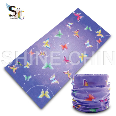 T-2087_紫色漸層蝴蝶頭巾 魔術頭巾