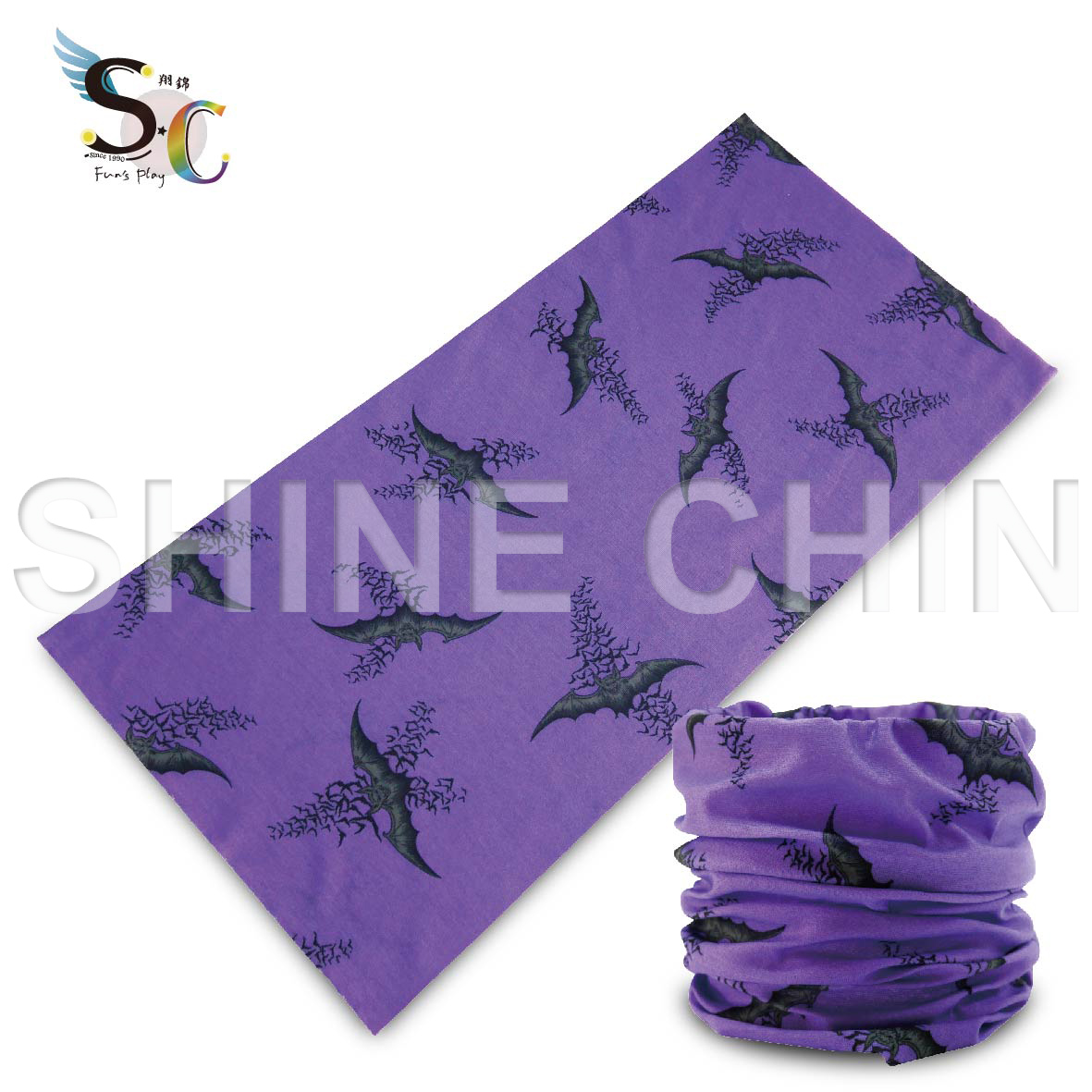 I - 1156 紫底蝙蝠 魔術頭巾